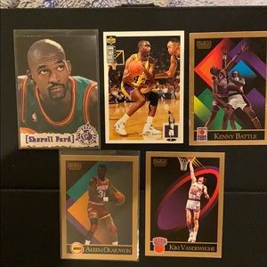 Five assorted basketball cards
